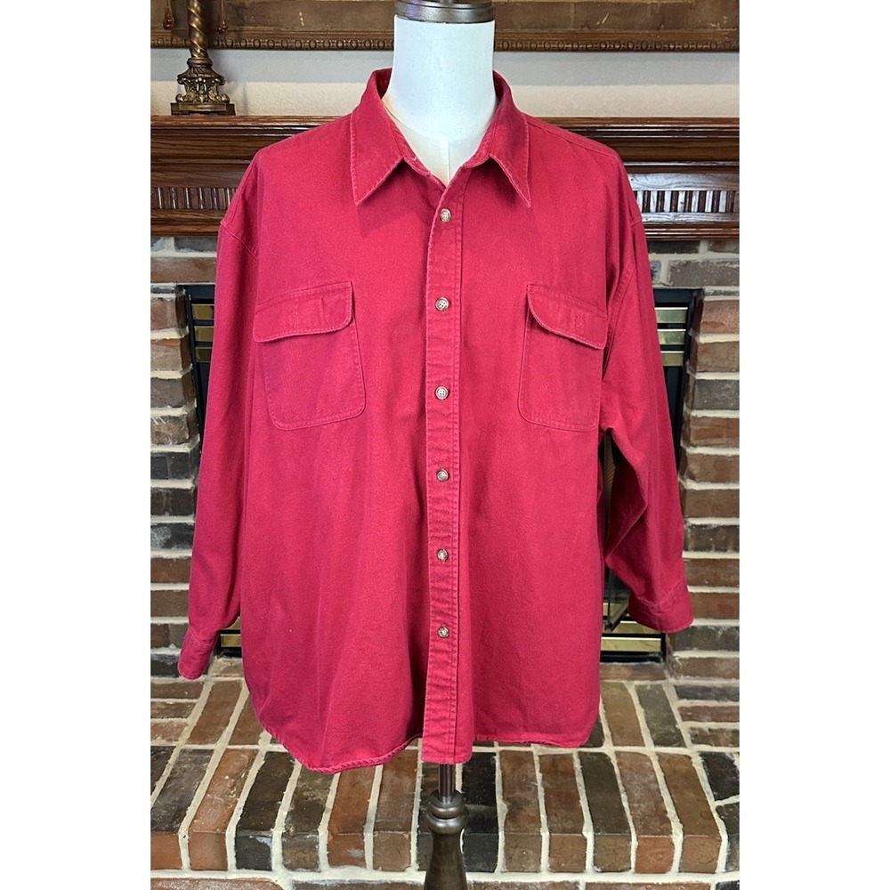 Red‎ Head Mens Long Sleeve Button Down Cotton Casual Work Size 4XL By Bass Pro